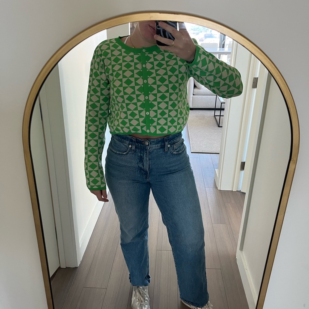 Game of Chance Button front cardigan Lime